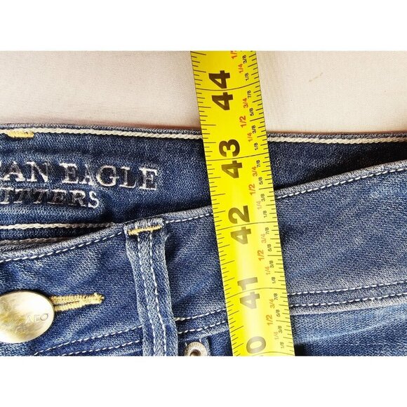 American Eagle Outfitters Size 6 X-Long Women Kick Boot Super Stretch Blue Jeans - Picture 12 of 13